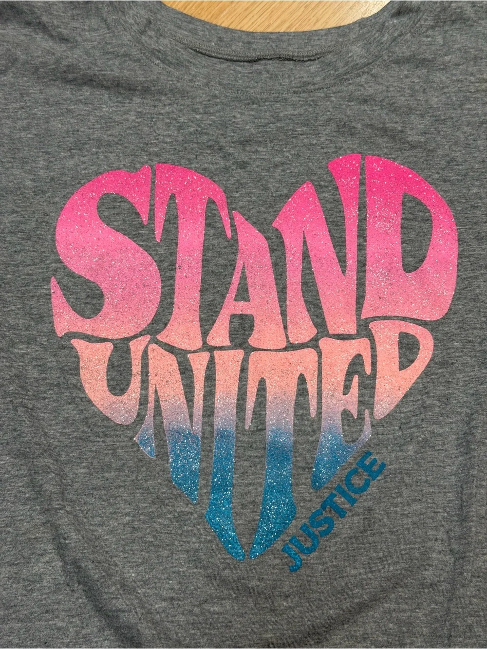 Justice Girls XL 16 18 Stand United Glitter Heart Graphic Tie Front Tee